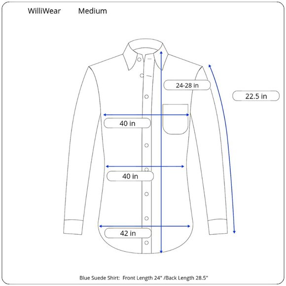 WilliWear Blue Microsuede Shirt in Size Medium - Picture 5 of 5